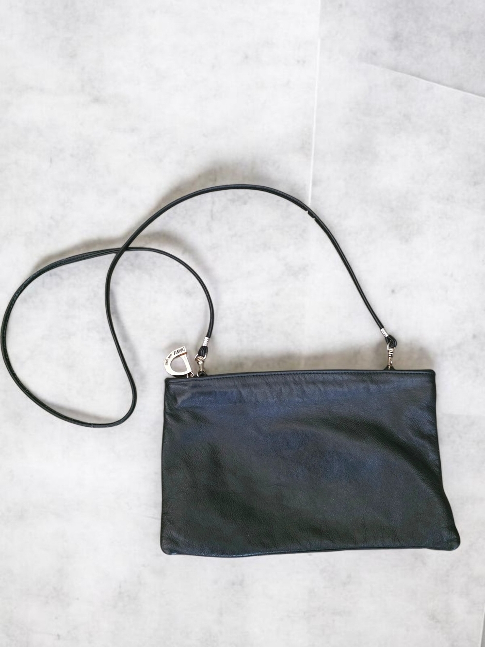 Vintage Dawli New York Black Leather Baguette Bag Made in USA Minimalist Y2K
